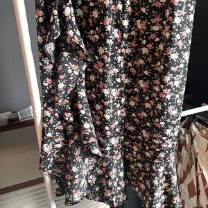 Floral ruffle midi skirt